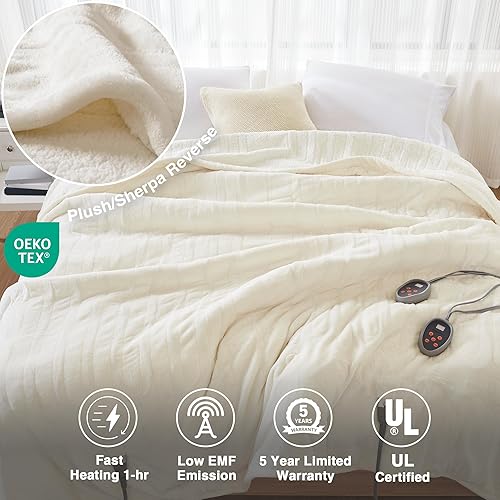 Vista 83 de Beautyrest - Manta Eléctrica Reversible de Felpa ultraligera - Manta Eléctrica, Regulador de Múltiples Niveles de Calor Acogedor Sofá Sala de Estar