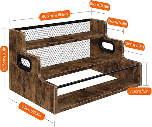 Miniatura 6 de Homode Estante de exhibición de botellas de licor, organizador de jarabe de café de 3 pasos, estante para licor de encimera, minibar, gabinete de