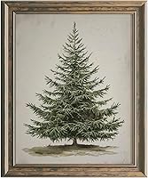 Vista 1 de Vintage Christmas Tree Print, Rustic Winter Tree Art, 8x10 inch Unframed