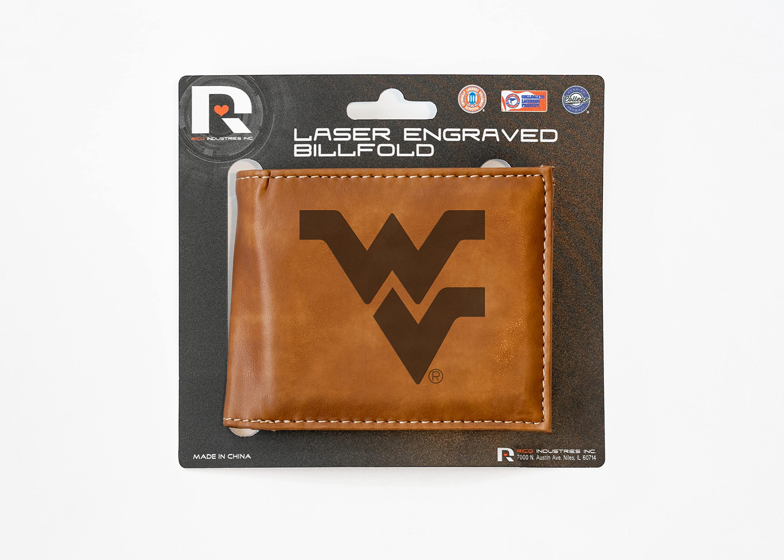 NCAA Wirginia Mountaineers grawerowany laserowo portfel na banknoty, brązowy