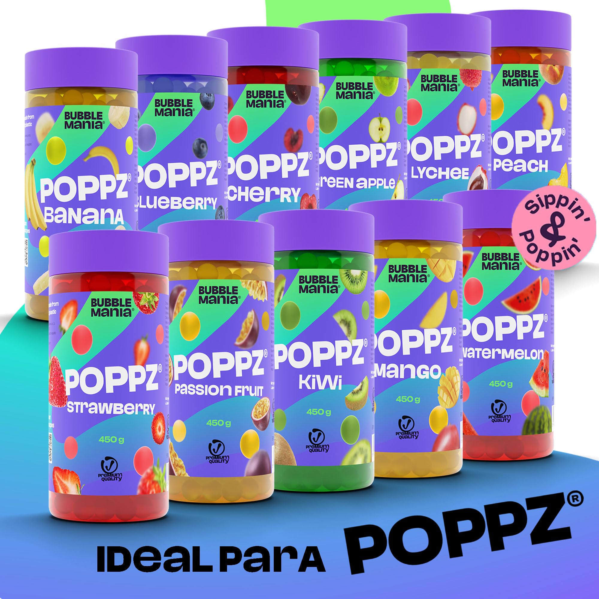 Bubble Mania Cucharón para té de burbujas de acero inoxidable para tapioca boba y gelatina de coco