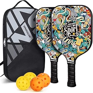 Pickleball Paddles Set, USAPA Approved Pickleball Paddles Set of 2 with 4 Pickleball Balls and Bag, Pickleball Rackets Gifts for Women Men Beginners