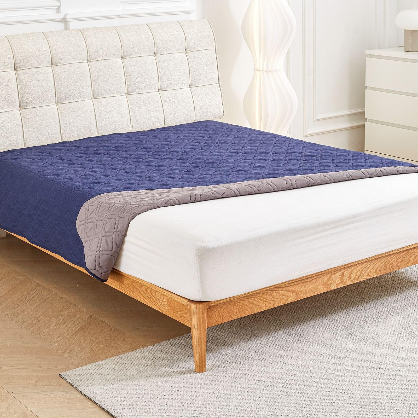 Morbuy Empapadores Cama Lavables Reutilizables para Adultos Niños Empapadores Cama Impermeable Absorbentes Ideal como Salvacamas para Incontinencia, Mayores (210*260cm,837 Azul Marino)