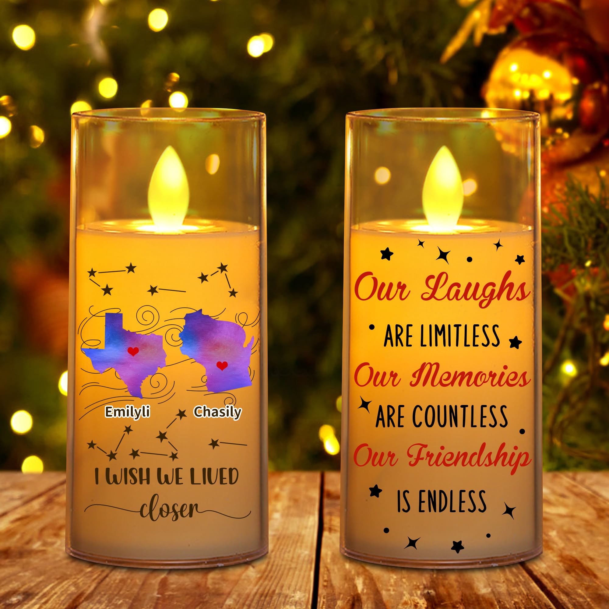 MYZQIFF Bestie Forever Our Friendship is Endless, Personalized Bestie LED Candles Light, Custom Name Christmas Friend Friendship Bestie Sister Candles Lamp Night Light Gifts for Women (style16)