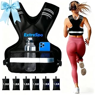 ExtreSpo Adjustable Weighted Vest for Women and Men, 4-10lb/11-20lb/20-32lb Weight Vest with 6 Ironsand Weights, Body Weight Vest Exercise Set with Reflective Strip for Strength Training and Workout - Amazon product rated Grade A
