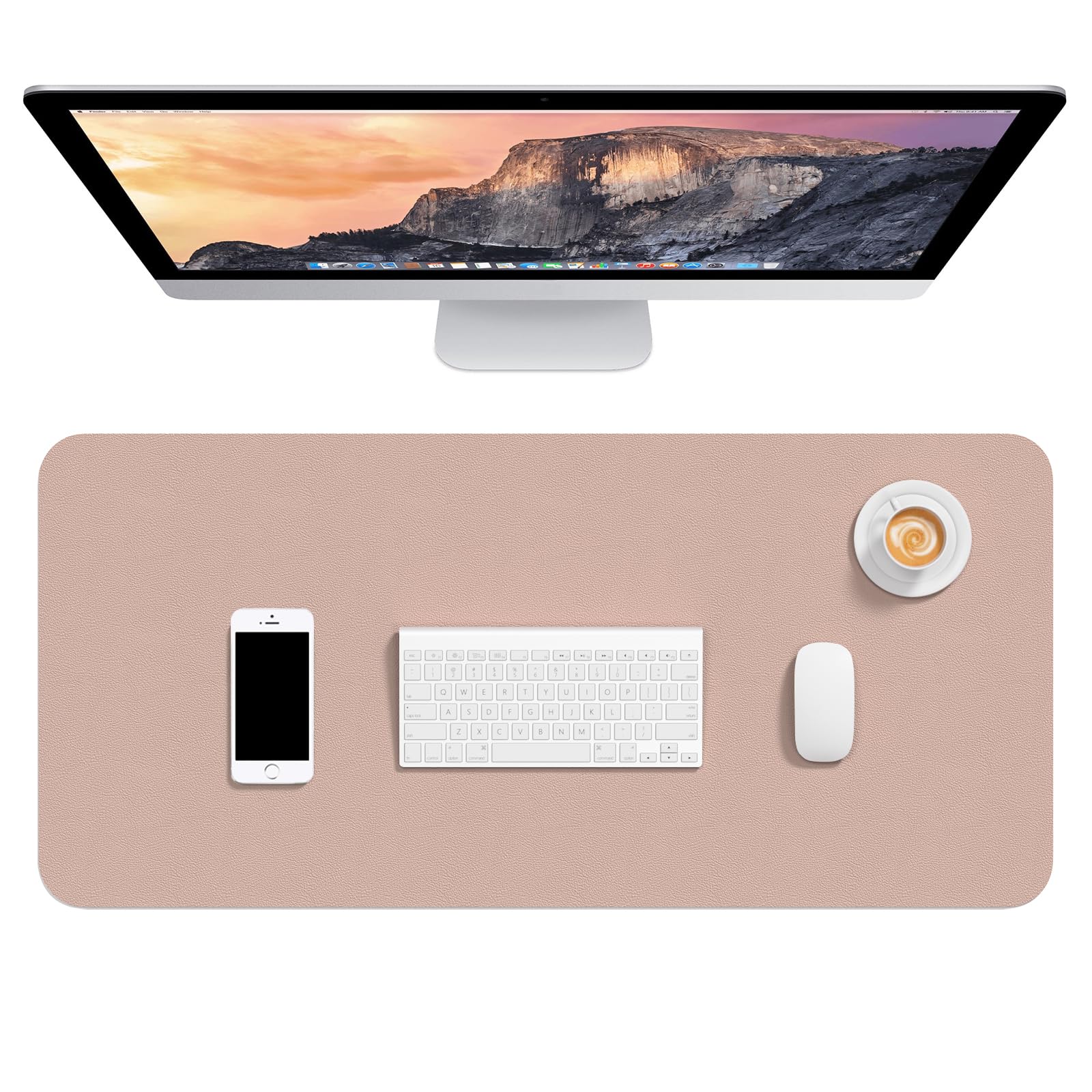 Hsurbtra Desk Pad, 30" x 14" PU Leather Desk Mat, XL Extended Mouse Pad, Waterproof Desktop Blotter Protector, Non-Slip Ultra Thin Large Laptop Keyboard Writing Mat for Office Home, Beige Apricot — image 1