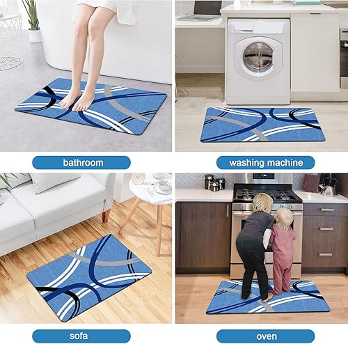 Miniatura 24 de Artnice Juego de 2 alfombras de cocina, modernas alfombrillas acolchadas antifatiga, antideslizantes, impermeables, para el hogar, oficina, Gris,Azul