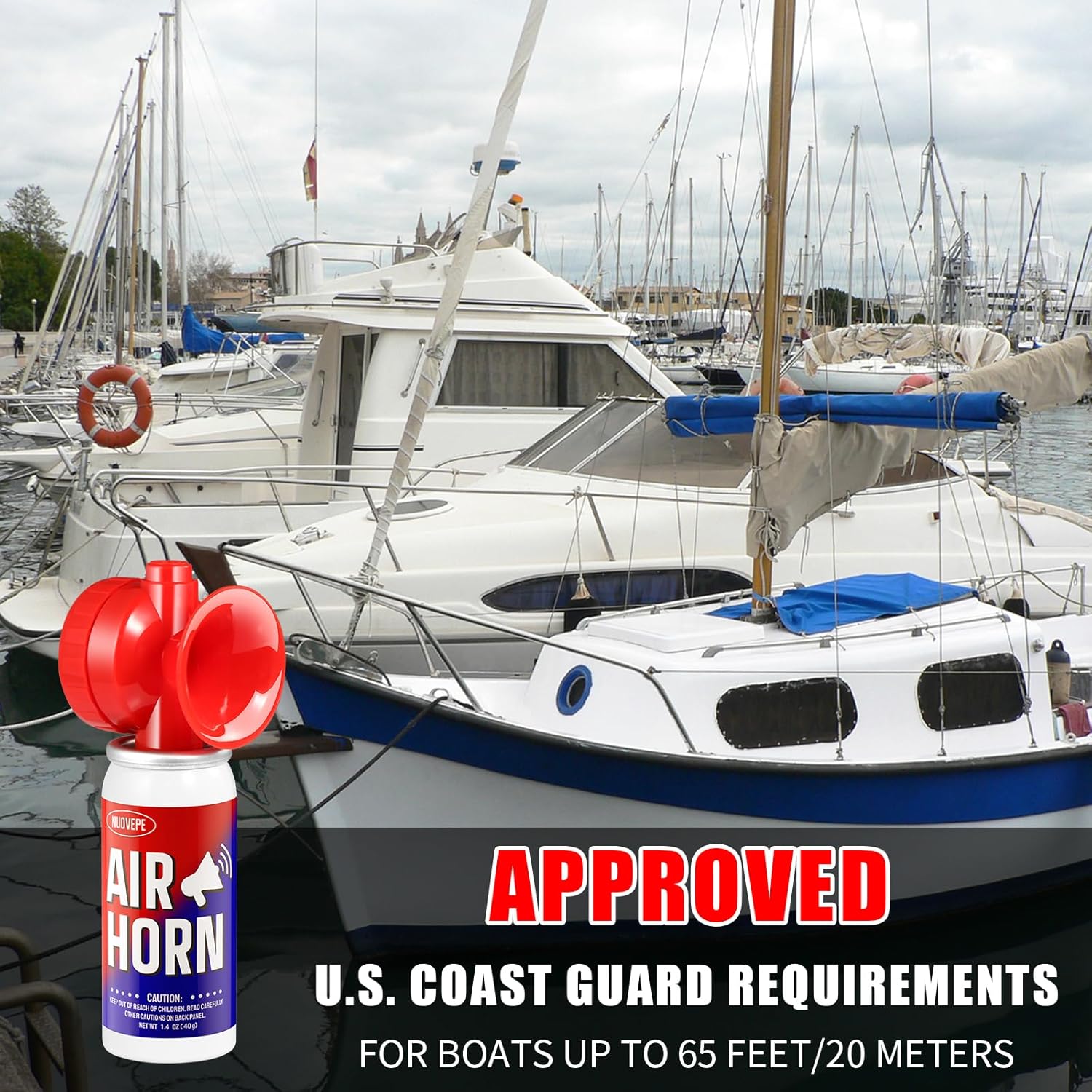Air Horns for Safety 1.4oz, Coast Guard Approved Boat Horn Marine(120 dB), Air Horn for Dogs, Airhorn for Bears, Airhorn Mini (4 Pack, Red)