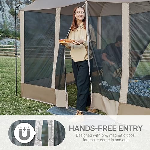 Miniatura 3 de EVER ADVANCED Pantalla magnética para habitación de 11 x 9 pies, entrada manos libres, cámara de pantalla con protección solar para campamento y