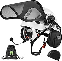 Vista 11 de Casco de seguridad para motosierra forestal GREEN DEVIL con orejeras Bluetooth Casco de arborista Casco duro con visera incorporada Protector facial