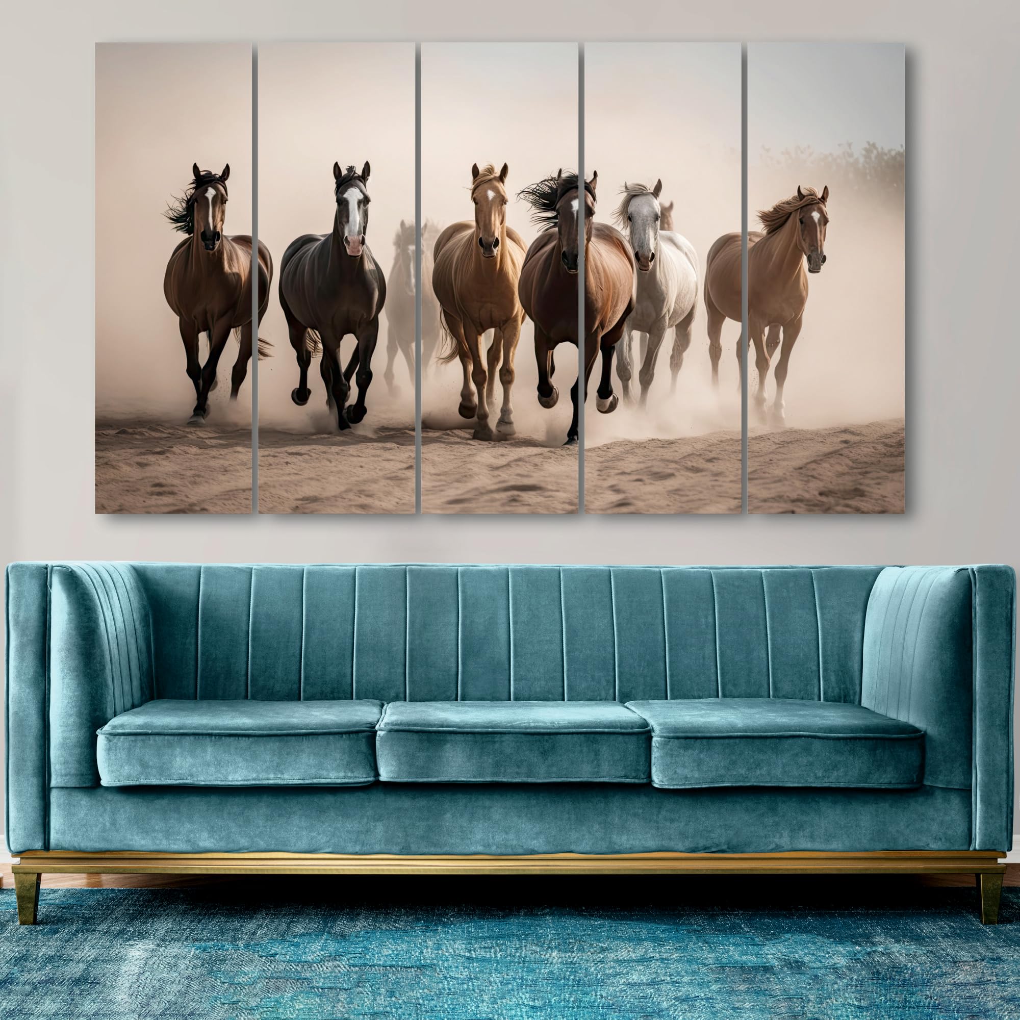 The Castle Decor-7 horses running vastu frame painting Set of 5 Big Size (27x48) Multiple Frames Wall Art Painting for living room,Bedroom,-Wooden Framed-Digital Painting (B0CK53VLF9) Amazon Price History, Amazon Price Tracker