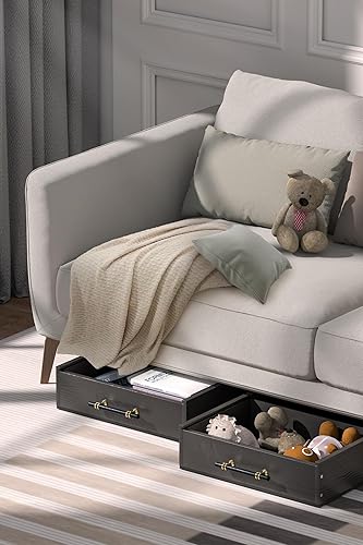 Miniatura 8 de Paquete de 1 cajón de almacenamiento de madera maciza debajo de la cama con ruedas, tapas, asas, armario dividido debajo de la cama para armario,