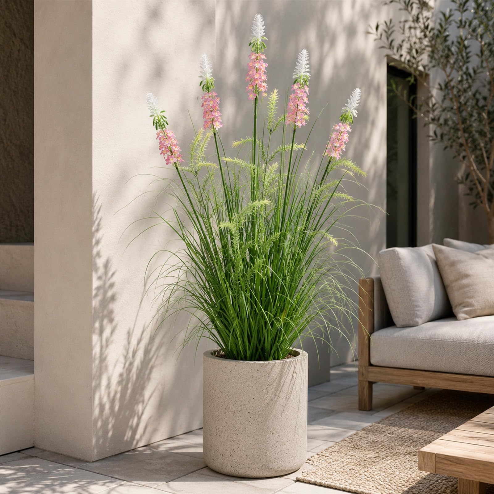 Plantas Artificiales de 120cm con Cinco Flores Plantas Artificiales Decorativas Planta Artificial Exterior Interior con para Decoracion Hogar Salon Casa Room Decor Jardín Oficina(1 Paquete)