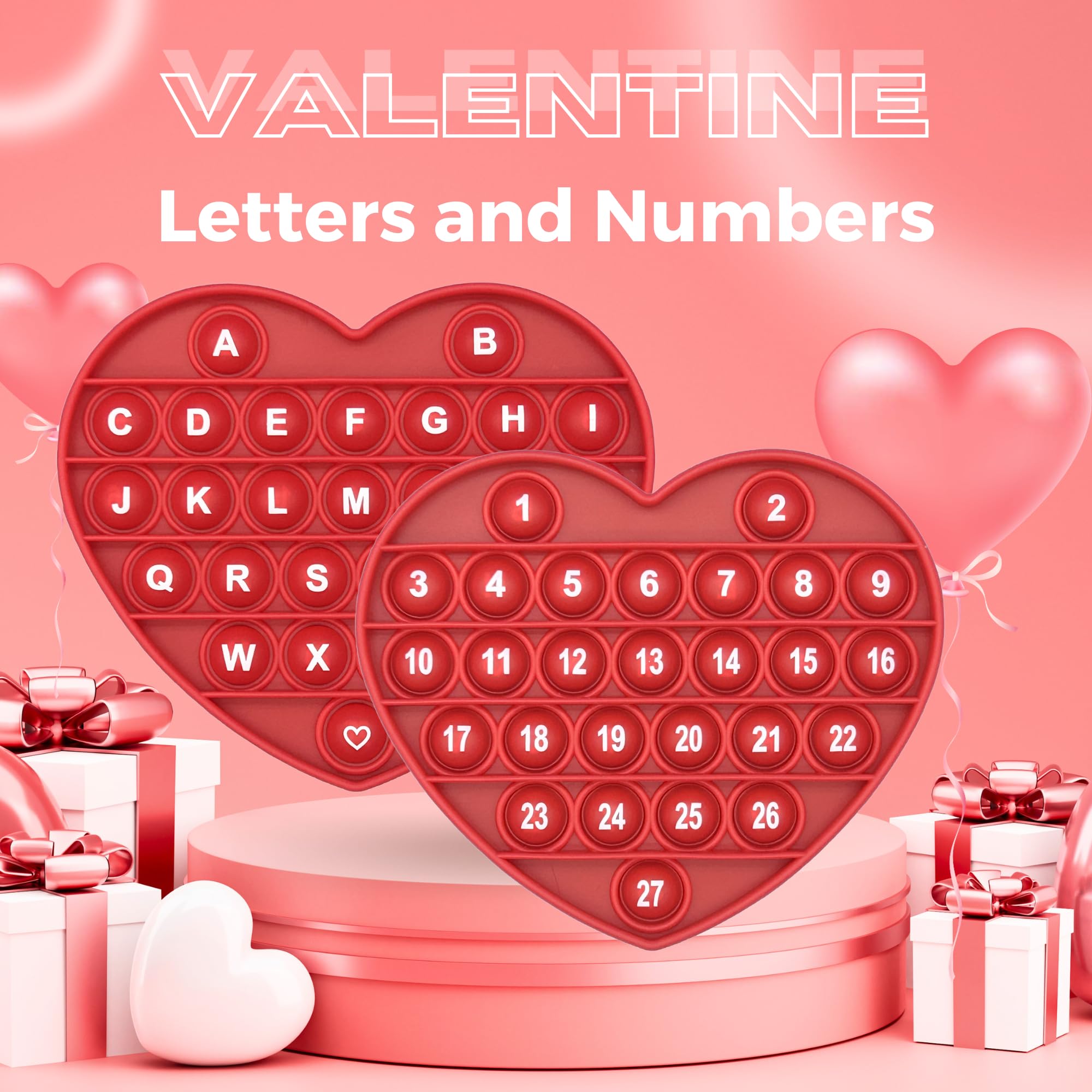 Amazon.com: PETBSNVB Red Heart Shaped Pop Bubble Valentines Fidget