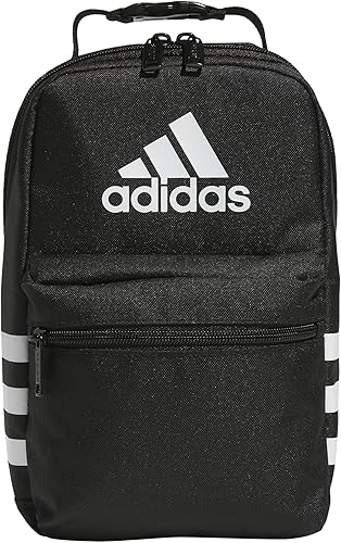 Miniatura 1 de adidas Santiago - Lonchera enfriadora para mujeres y hombres, caja aislada para alimentos con bolsillo de malla, color negroblanco, talla única