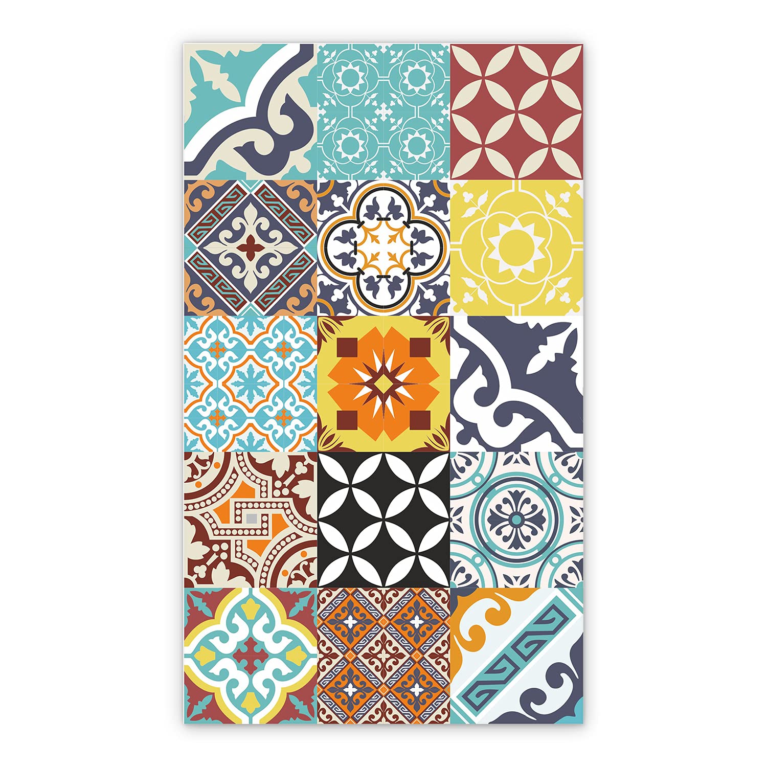 Tapis de cuisine en vinyle lavable anti-tache grand linoléum azulejos