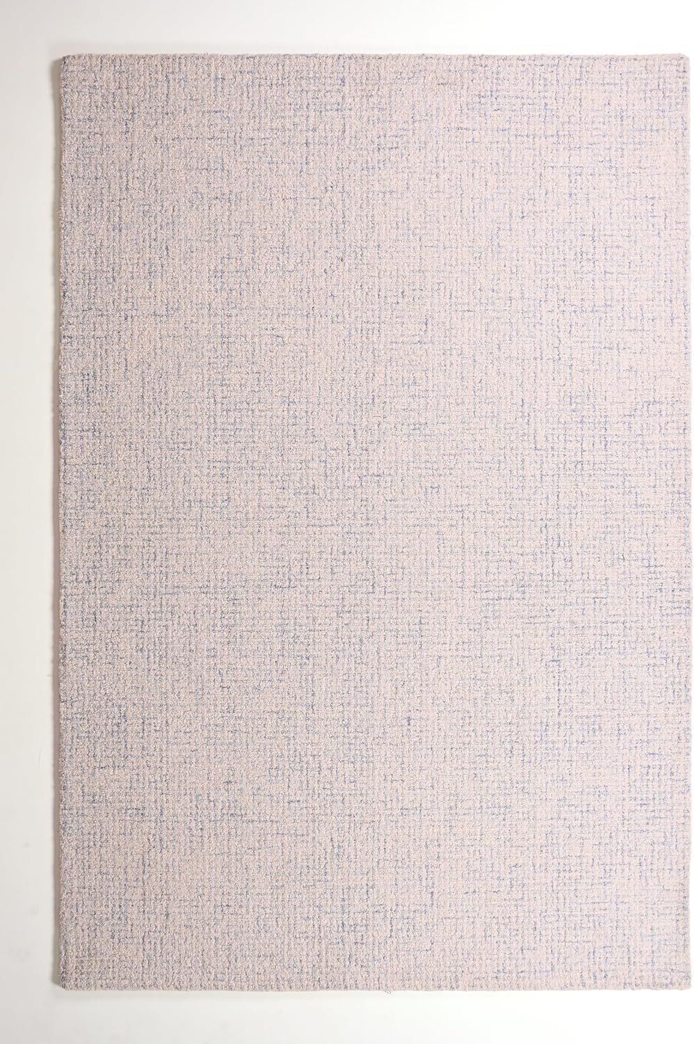 Hand-Tufted 100% Wool Pile Area Rug – Geometric Textured Grid Check Pattern – Thick and Durable Floor Carpet for Bedroom, Living Room, Kids Room, and Dining Area (Ivory Blue, 2' x 3')