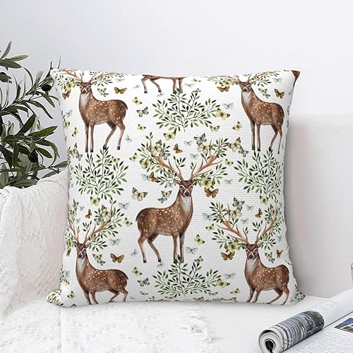 Miniatura 3 de YIPOCH Fundas de almohada de ciervo y mariposa de 22 x 22 pulgadas, fundas de cojín decorativas para sofá, fundas para cojines de sala, bonitas