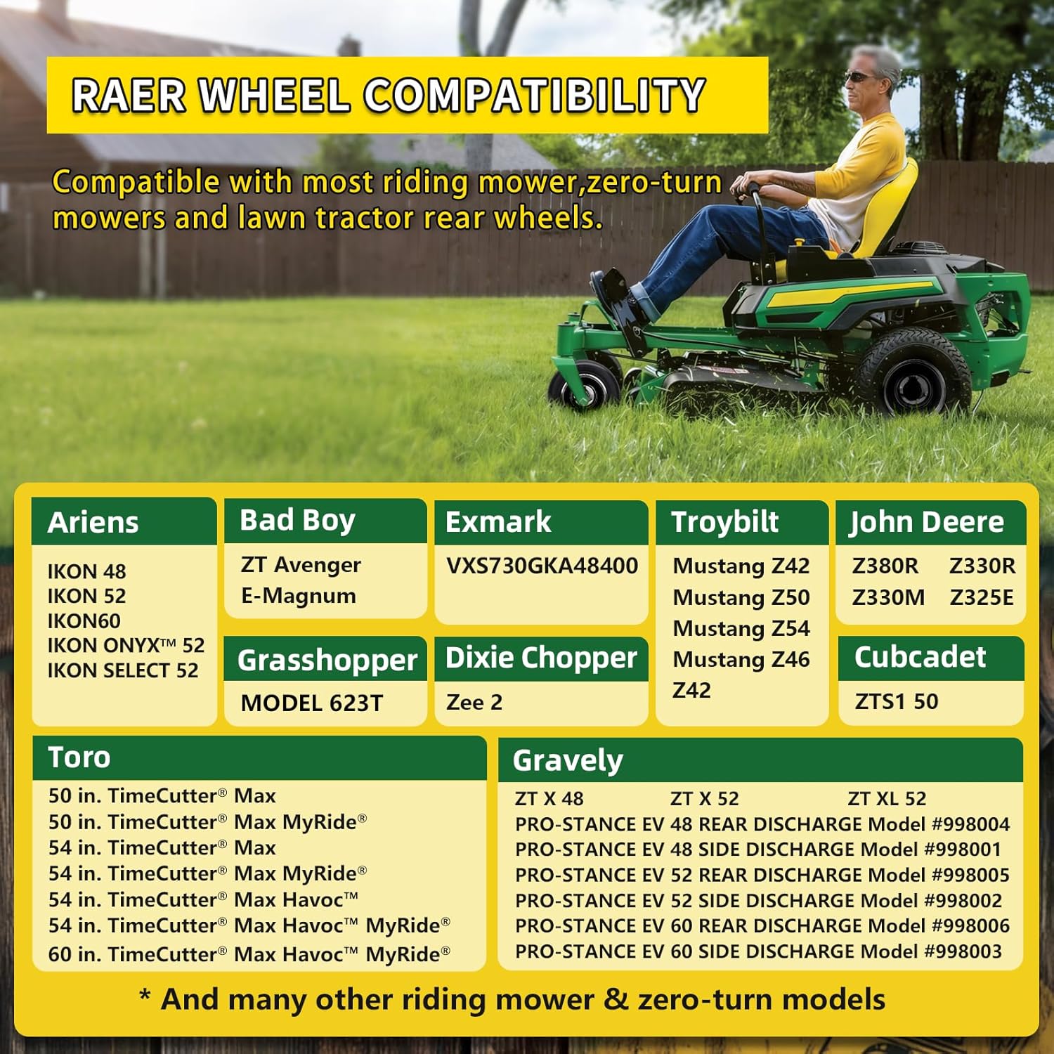 (2-Pack) 20x10.00-8 Lawn Mower Tires for Zero Turn Lawn Mowers Rear Tires,Universal 20x10-8 Tubeless Tractor Turf Tire and wheel, 4 Lugs on 4" PCD,2.83" Center Bore,4 Ply