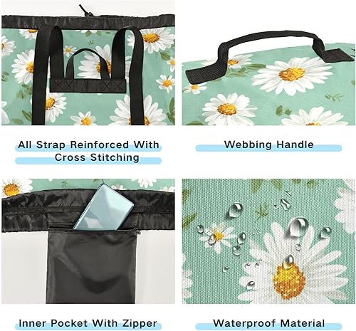 Vista 261 de Mochila de lavandería con correas ajustables para el hombro, bolsa de lavandería sucia para viajes, campamento, universidad, resistente, Rosa floral