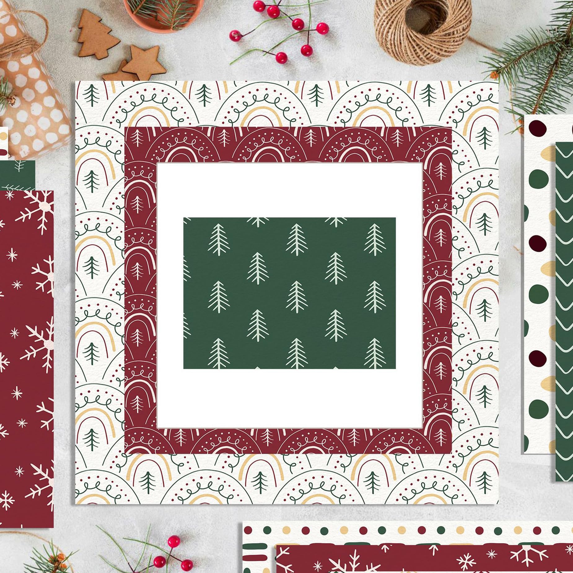 Papier do scrapbookingu, 24 arkusze 12"x12" dwustronnego papieru kartonowego, papier wzorzysty, 160 g/m2 ciężki papier dekoracyjny do dekoracji albumów ze zdjęciami(7)