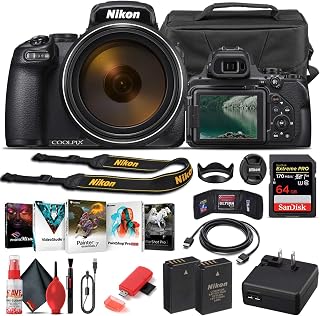 Nikon COOLPIX P1000 Digital Camera (26522) + 64GB Memory Card + Case + Corel Photo Software + EN-EL 20 Battery + Card Reader + HDMI Cable + Deluxe Cleaning Set + Flex Tripod + Memory Wallet