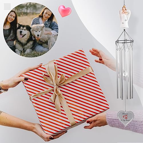 Miniatura 7 de Angel Pet - Carillón de viento conmemorativo para perros, campanillas de viento conmemorativas de 28 pulgadas con 6 tubos, regalo conmemorativo para