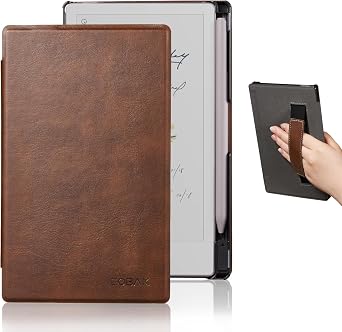 CoBak Case with Hand Strap for Remarkable Paper Pro Move 7.3" 2025 Released - Smart Auto Sleep/Wake Folio Lightweight Protective Cover with Built-in Pen Holder and Nibs Holder Brown