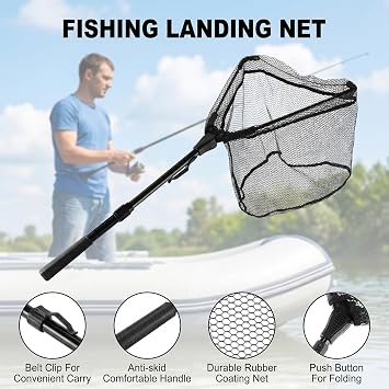 3Pcs Fishing Tool Kit Telescopic Landing Net & Fish Lip Gripper & Pliers