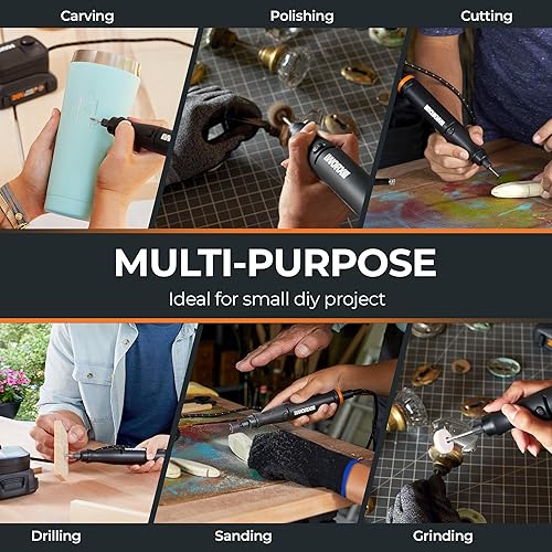 Miniatura 4 de Kit de herramientas rotativas inalámbricas, mini herramienta giratoria de 20 V para lijar, tallar, taladrar, grabar, pulido, manualidades con 42