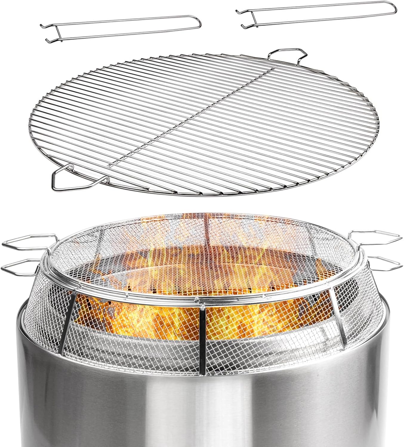 Barbqtime Fire Pit Spark Protector Screen & Grate for Solo