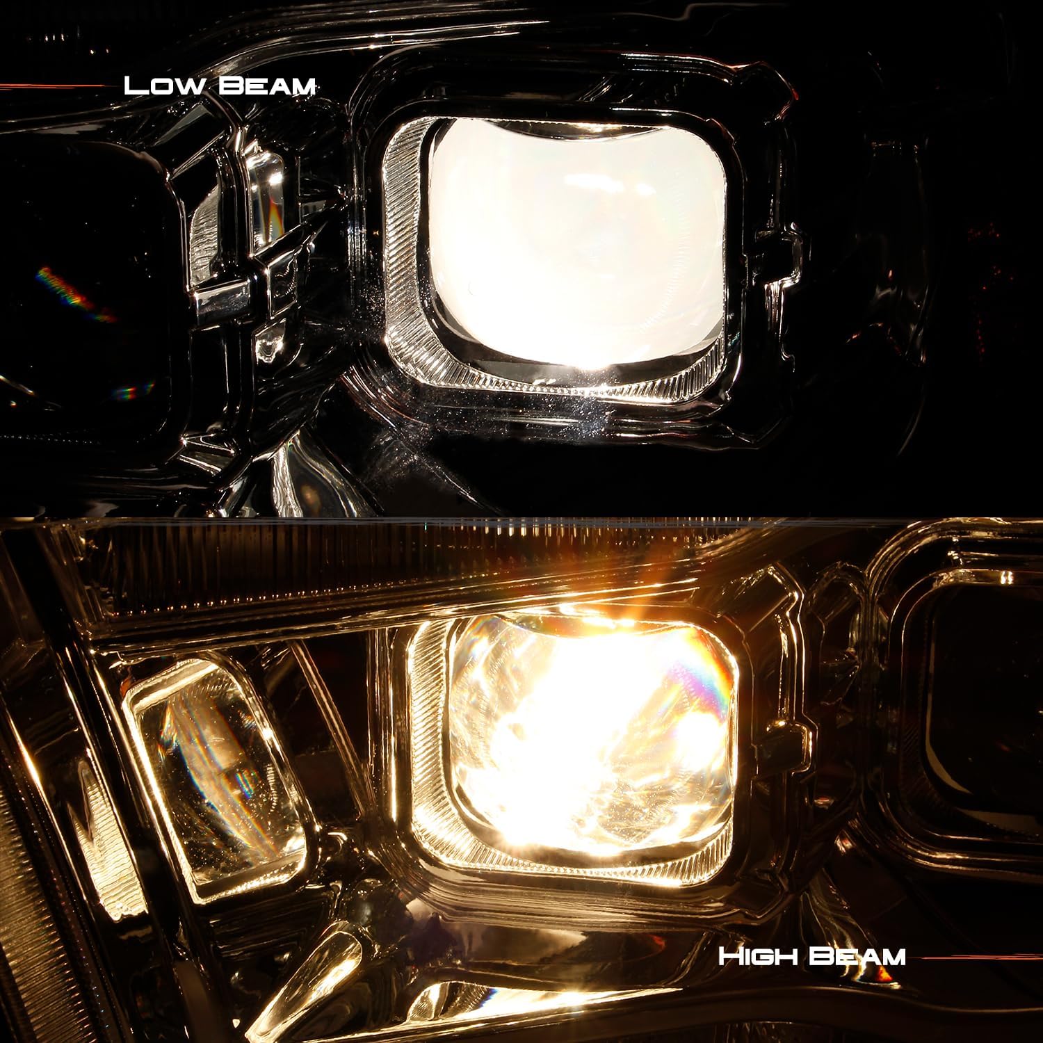Comparison of Low Beam and High Beam illumination
