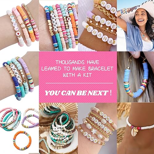 Miniatura 2 de Lynnmos Kit de 6000 piezas de cuentas de arcilla para hacer pulseras, kit de pulseras de la amistad para hacer joyas, juego de cuentas Heishi de 6