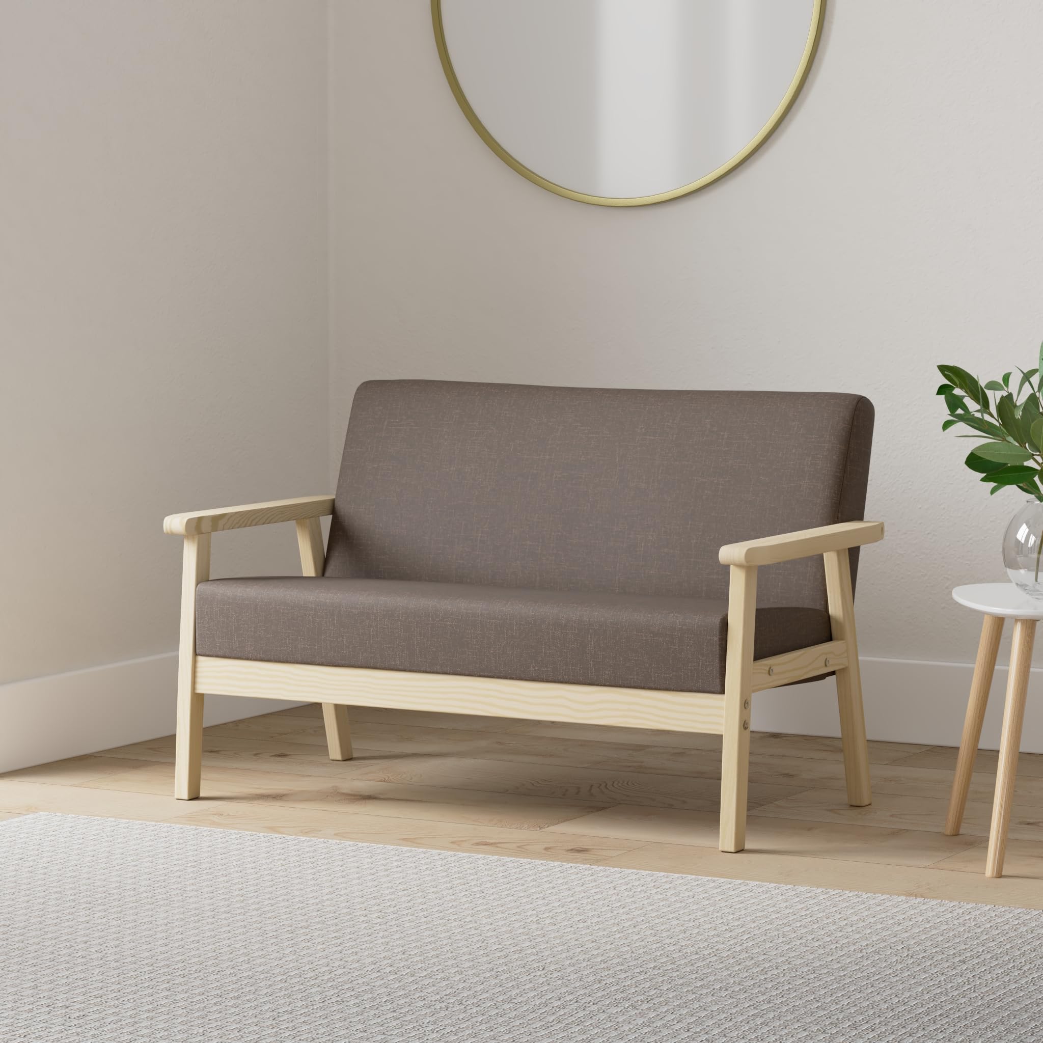 Divano WOOD Totò Piccinni - 3 Posti In Legno Di Abete Naturale, Tessuto Antimacchia (Marrone) - Foto 9