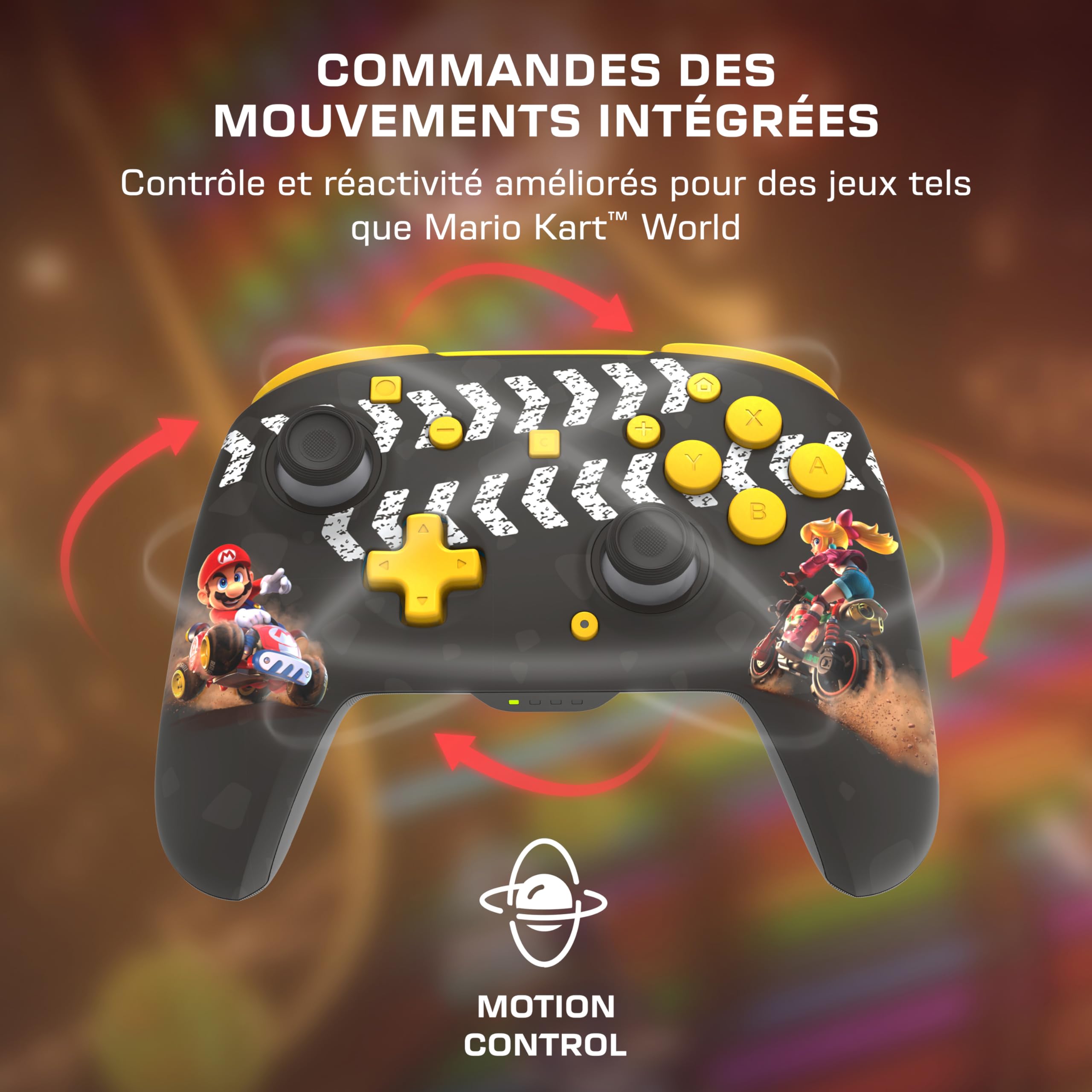 Turtle Beach Rematch - Mario Kart World manette sans fil sous licence officielle pour Nintendo Switch 2 et Nintendo Switch avec sticks TMR, RGB personnalisable et batterie rechargeable