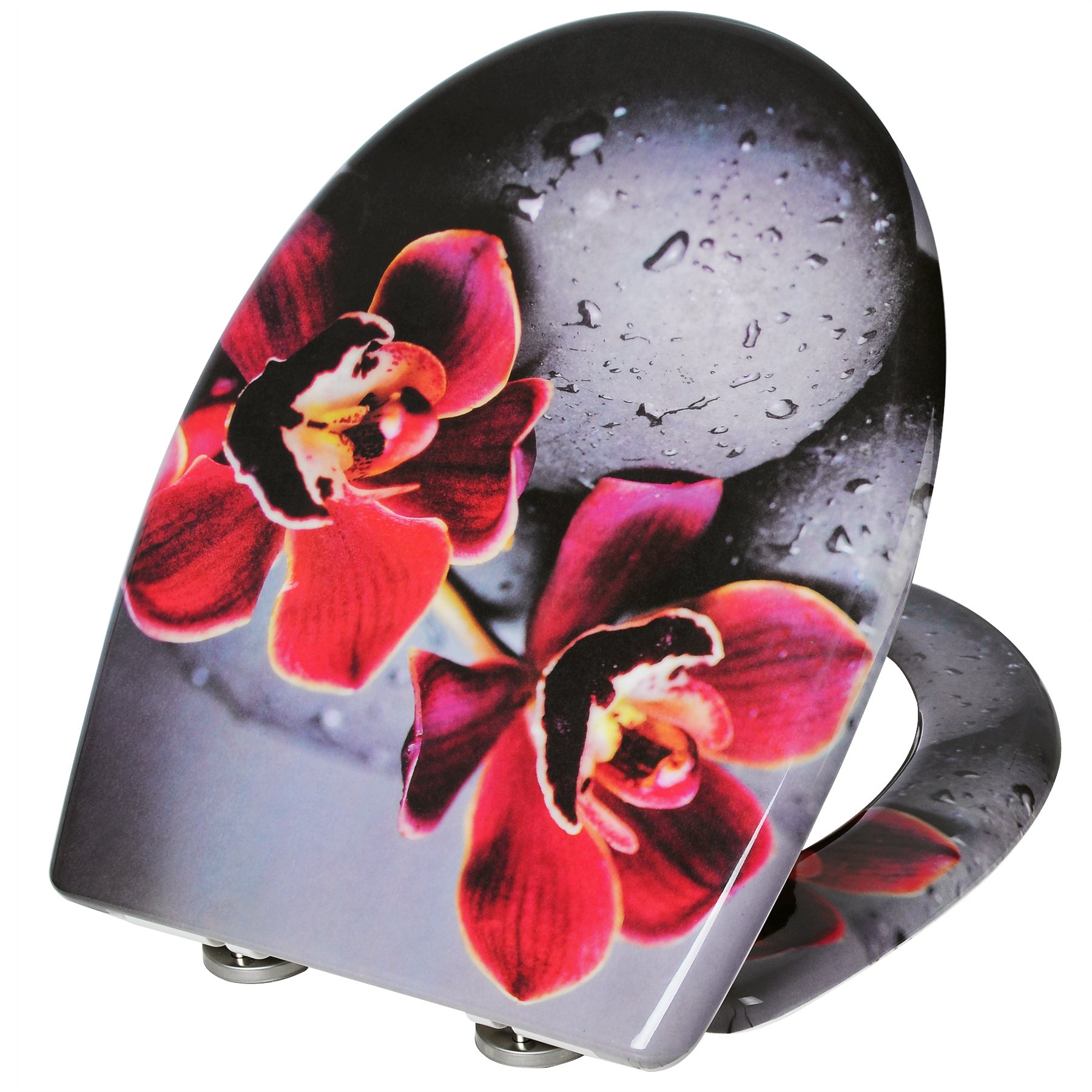 WOLTU Tapa WC con Cierre Lento y Liberación Rapida, Tapa de Inodoro de Forma O, Tapa Inodoro Termoplástico, Montaje Superior, con Bisagras Ajustables entre 10-18,5 cm, WS2609