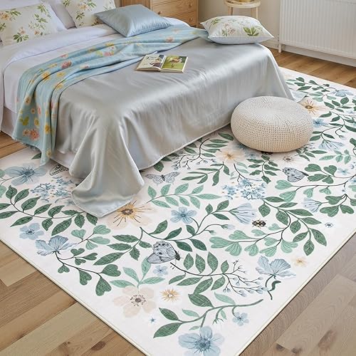 Miniatura 21 de Lahome - Alfombra redonda bóhema de color rosa claro de 4 pies, alfombras pequeñas circulares lavables para dormitorio de niños, alfombra circular