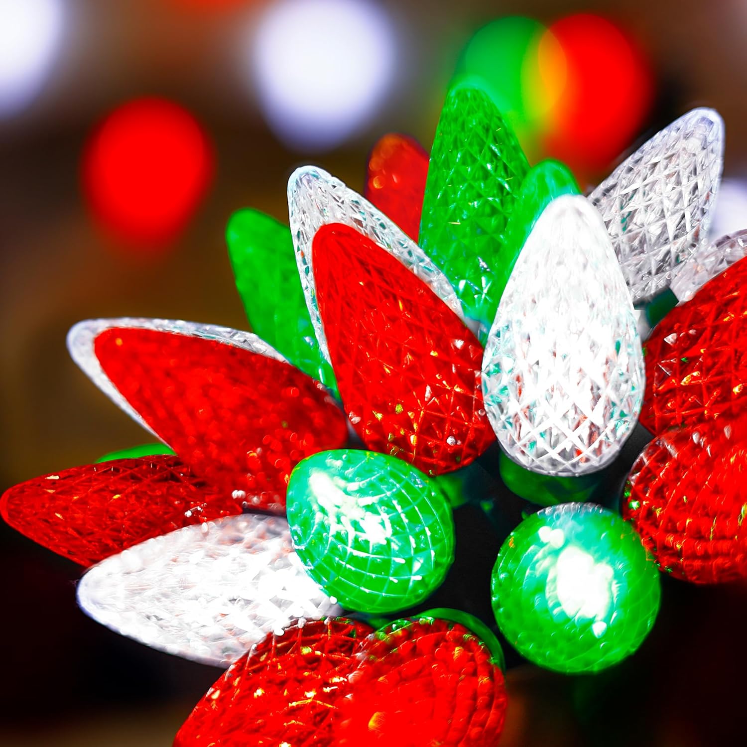 HAYATA Christmas Lights 50 LED Strawberry String Light - Fairy Xmas Decor Lighting for Outdoor, Indoor, Patio, Party, Home, Wreath, Garland, Christmas Tree Decoration. (C9-Red White Green)