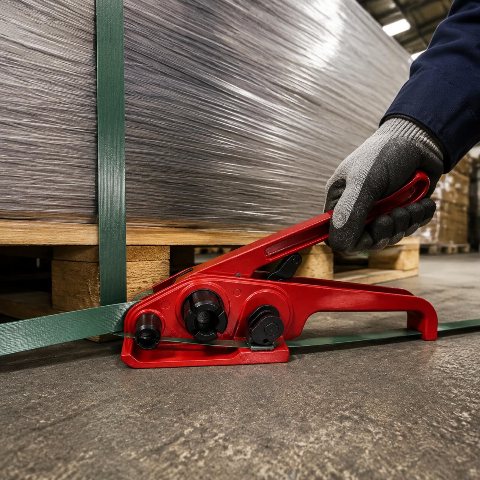 Qianly Tendireggia Manuale Professionale Tendireggia con Taglierina Robusto Tenditore per Magazzinieri, Imbggio Industriale, Magazzino, Spedizioni