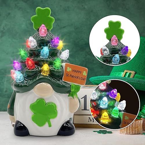 Miniatura 5 de Decoraciones del día de San Patricio, decoración del día de San Patricio, gnomos del día de San Patricio, pequeños adornos iluminados para el árbol