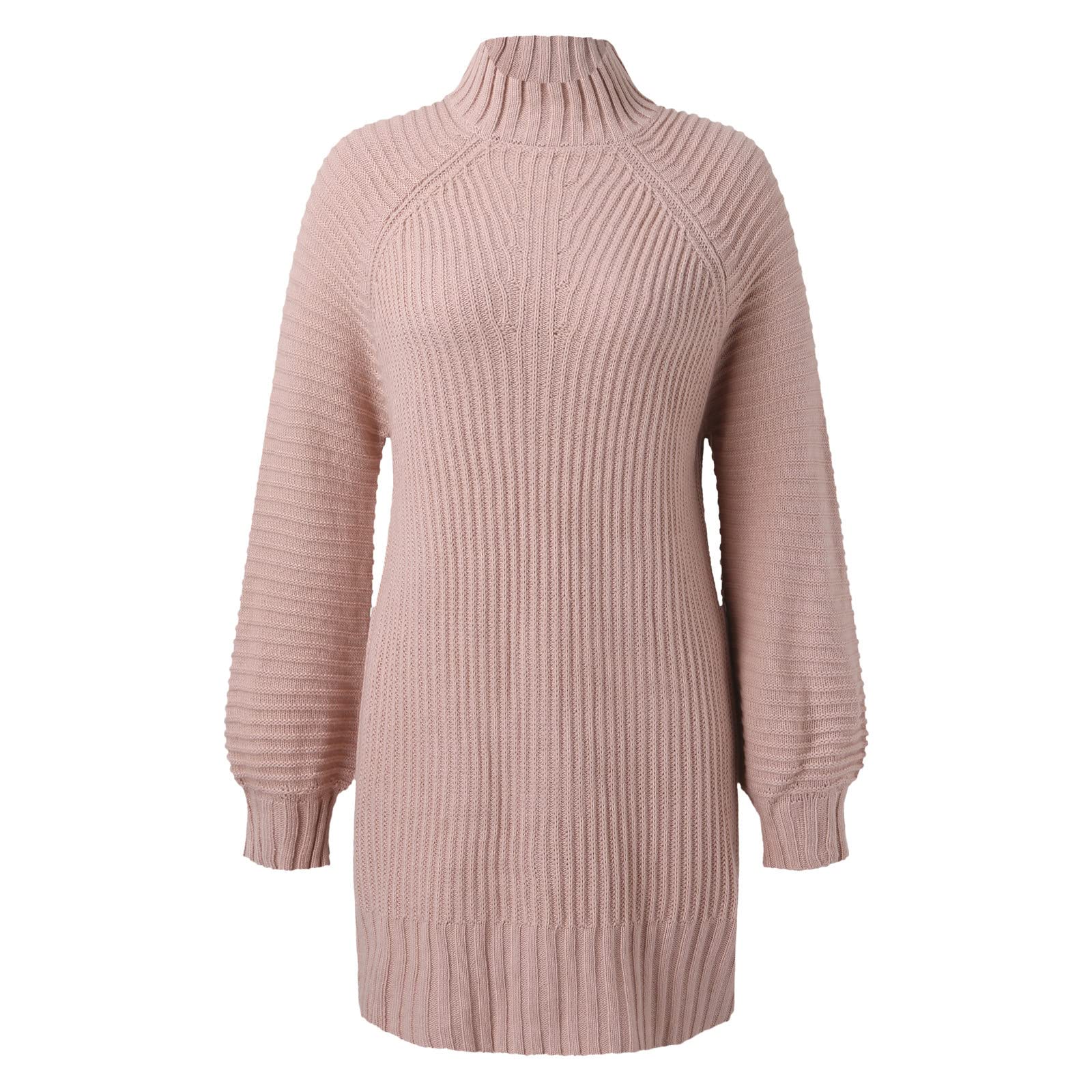 Générique Robe Pull Décontractée à Manches Longues Col Roulé Couleur Unie pour Femmes Automne Hiver