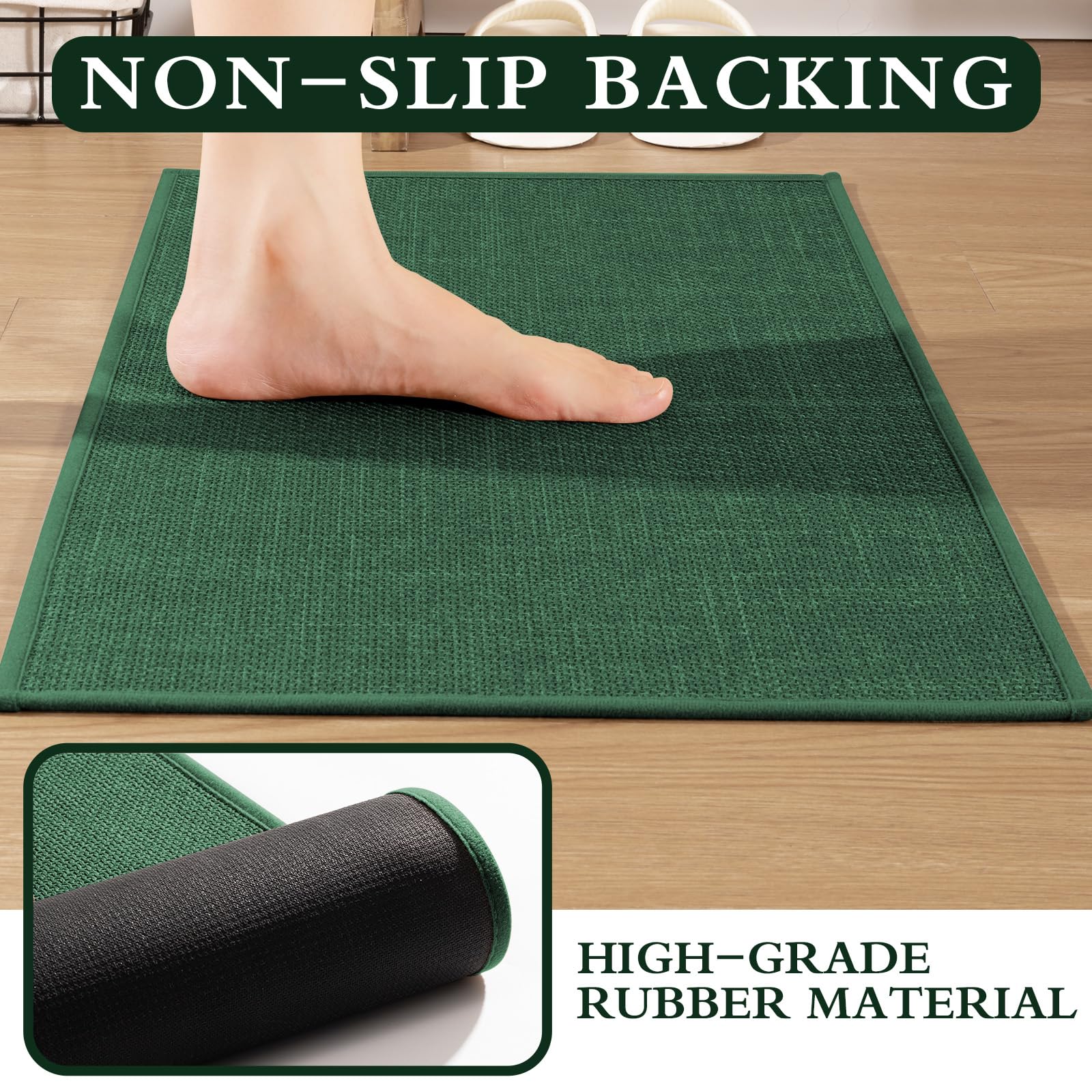 YIHOUSE Juego de 5 alfombras de baño verdes absorbentes, antideslizantes, lavables, de secado rápido, delgadas, para inodoro y suelo