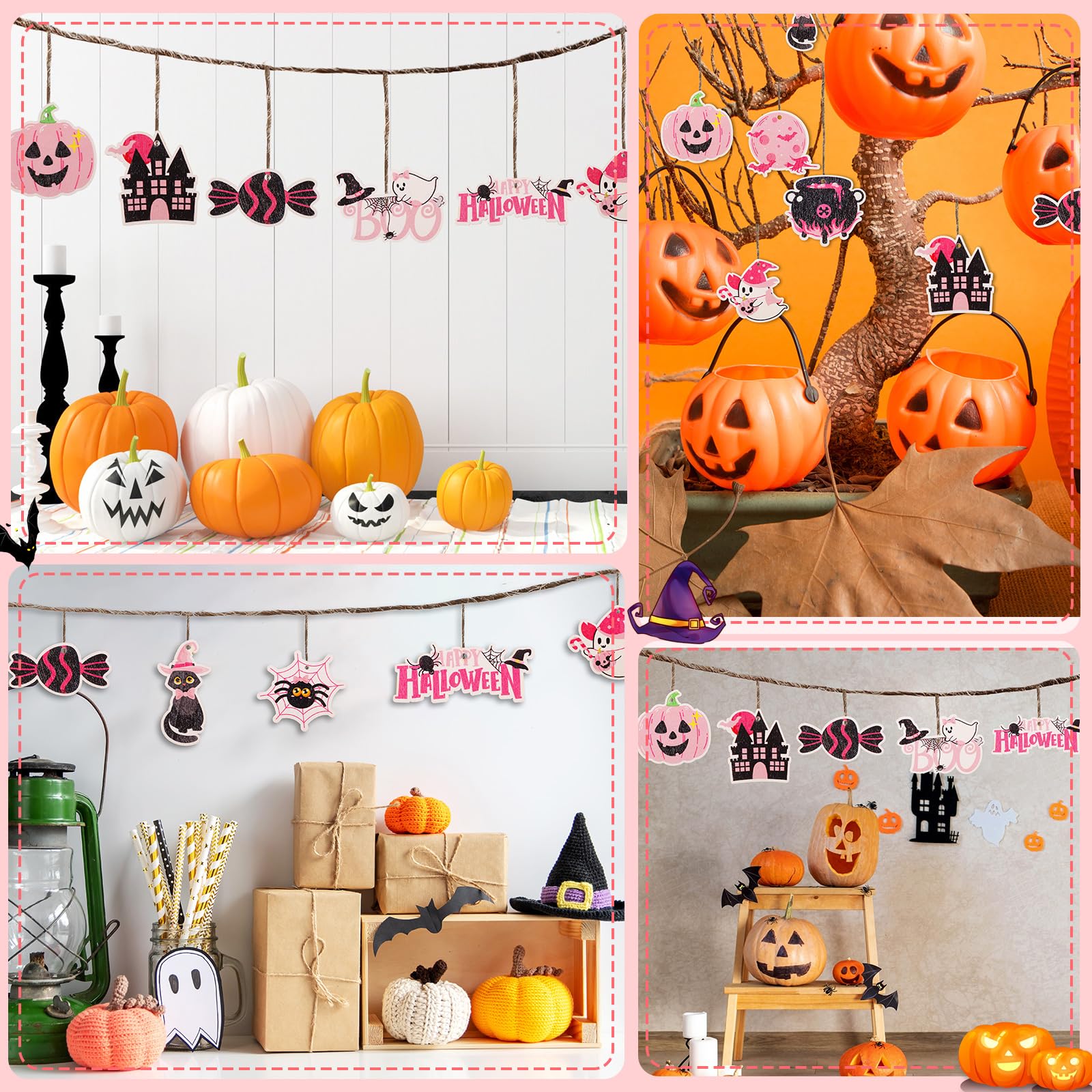 Amazon.co.jp: 36個のピンクのハロウィンオーナメント、かわいい