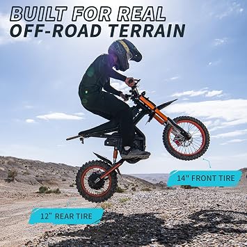 Bootime 3000W GT54 PRO/ GT54 Electric Dirt Bike for Adults Teens - 50/37 MPH High-Speed, 14 Fat Tires & Dual Removable Battery(60V/48V) | All-Terrain Off-Road eBike for Snow, Sand