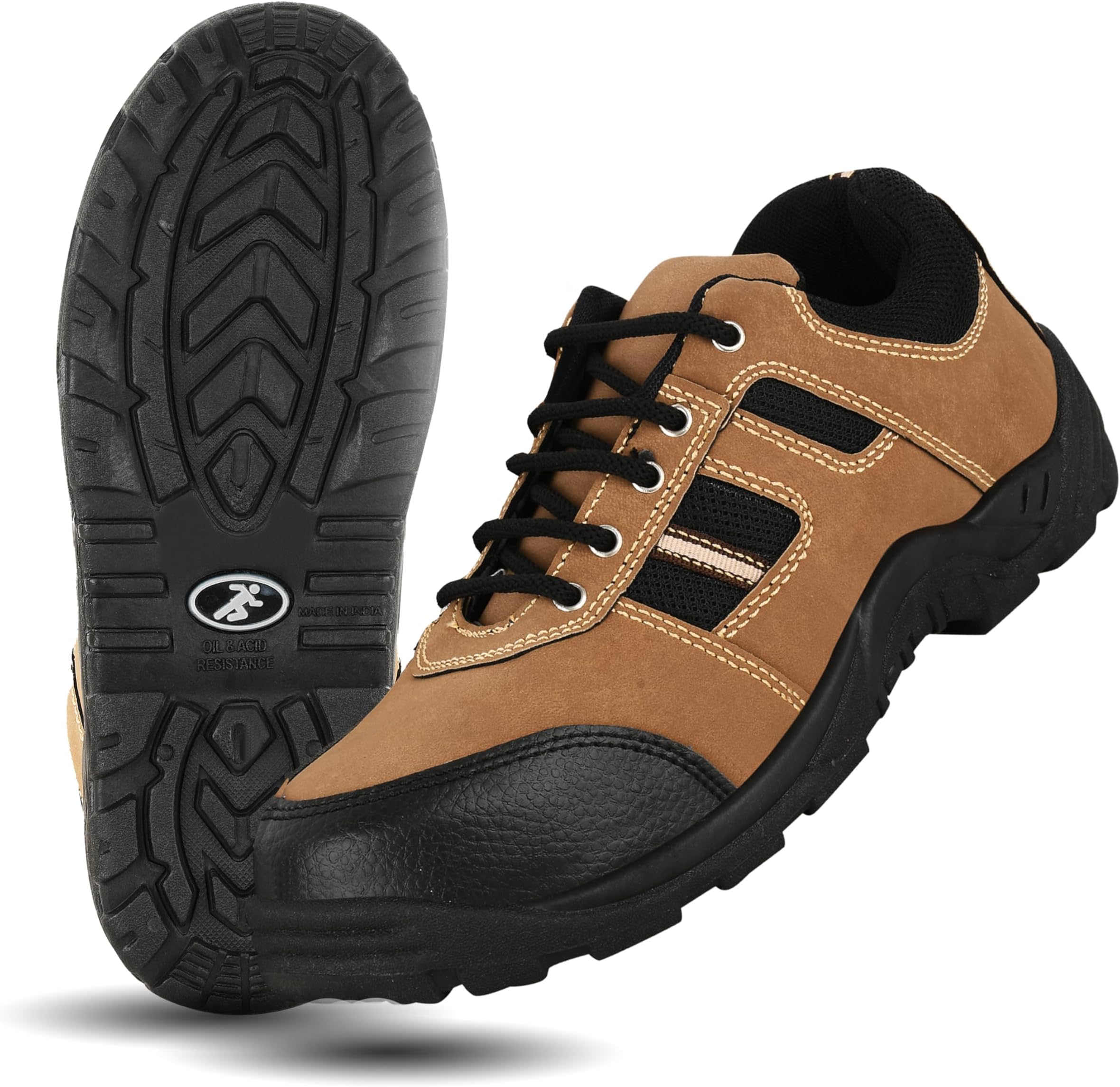 ELECANT Lace-up Steel Toe Safety Shoes for Factory and Industrial Work for Men