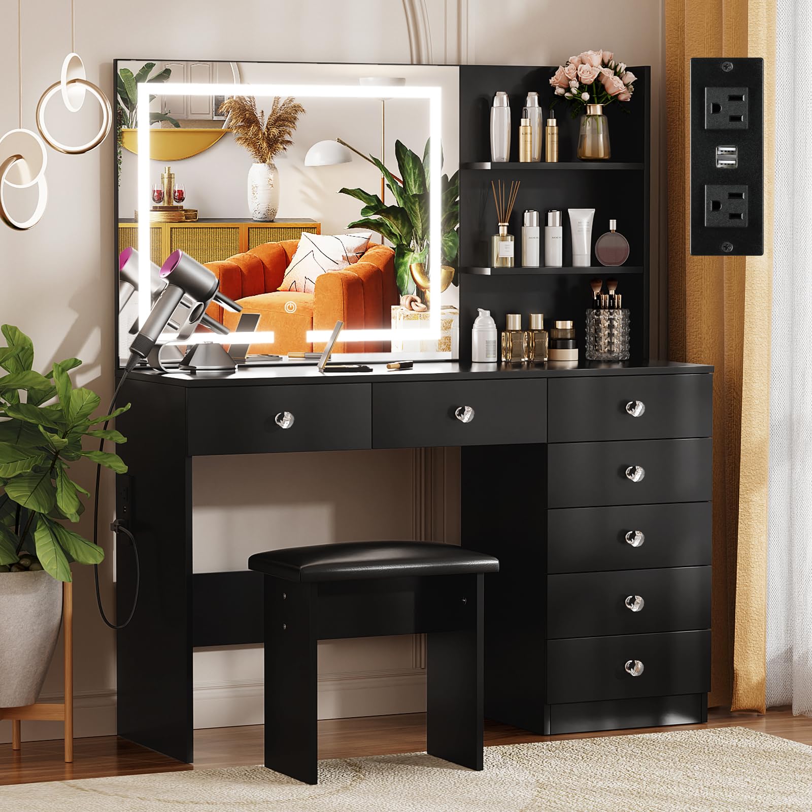 VOWNER Vanity with Lighted Mirror - 47