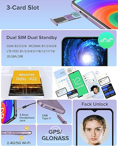 Miniatura 8 de Ulefone Teléfono inteligente desbloqueado, teléfono celular Note 14 desbloqueado, Android 12, pantalla completa IPS de 6.52 pulgadas, 4500 mAh, 7 GB