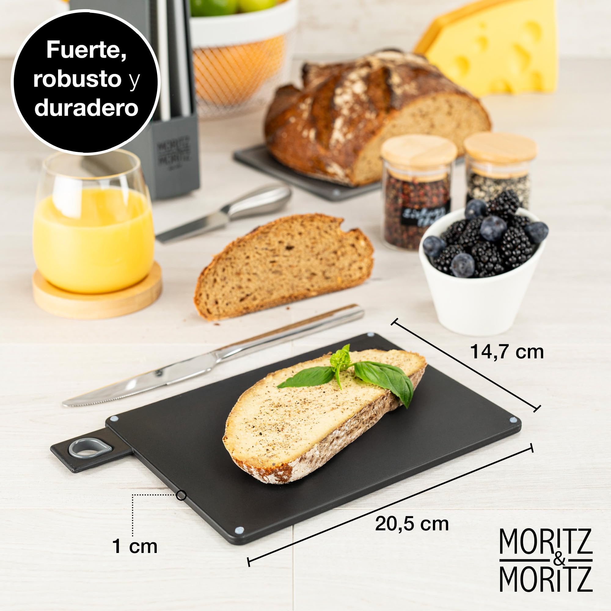 Moritz & Moritz 4x Tabla de Cortar Cocina 20,5 x 14,5 cm con Soporte Antideslizante