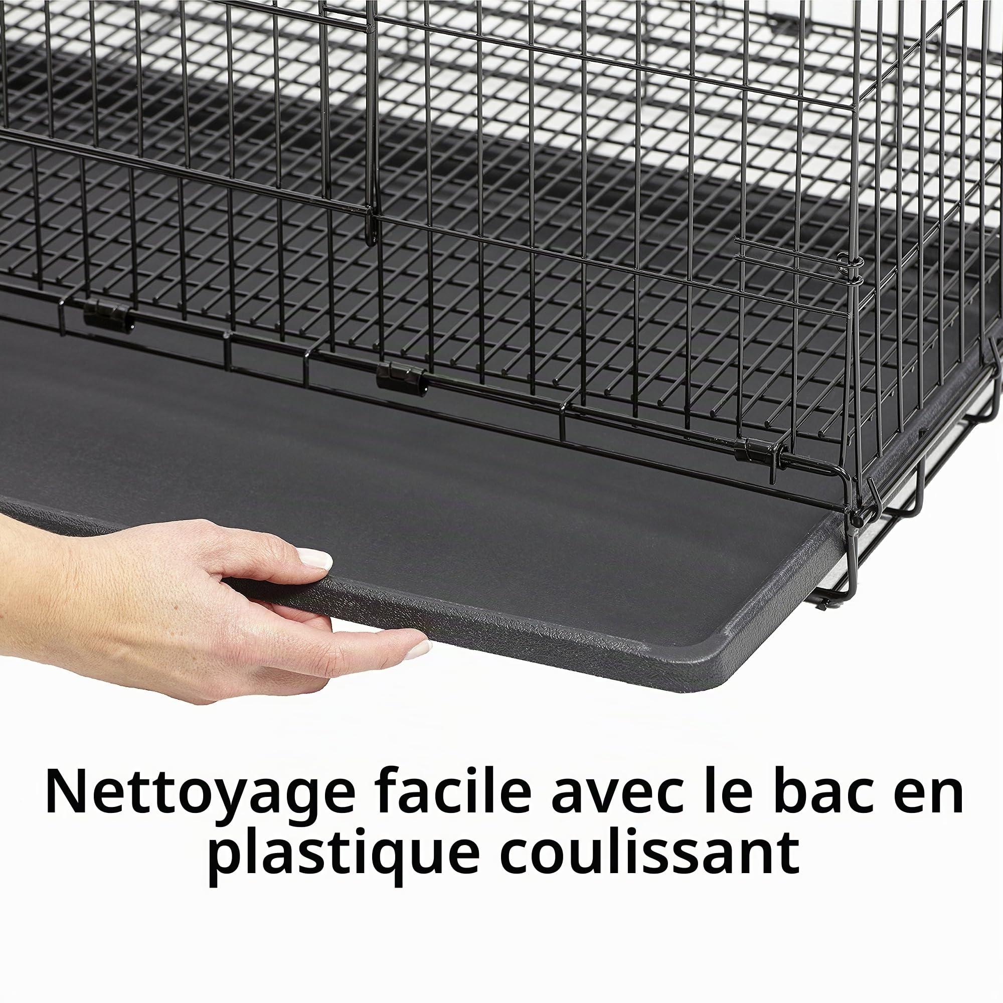 MidWest Homes for Pets Modèle 151 Cage à Lapin Pliante Wabbitat, 63,5 cm de Long, avec Grille de Sol de 1,27 cm et Plateau en Plastique Amovible, Noir