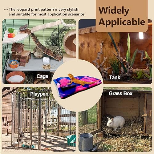 Reptile Sleeping Bed Lizard Leash Harness Wings Set Bearded Dragon Sleeping Bag with Blanket Pillow Reptile Accessories Warm Cotton Nest Hide Habitat Shelter for Guinea Pig Rat Hamster(TieDye + White)